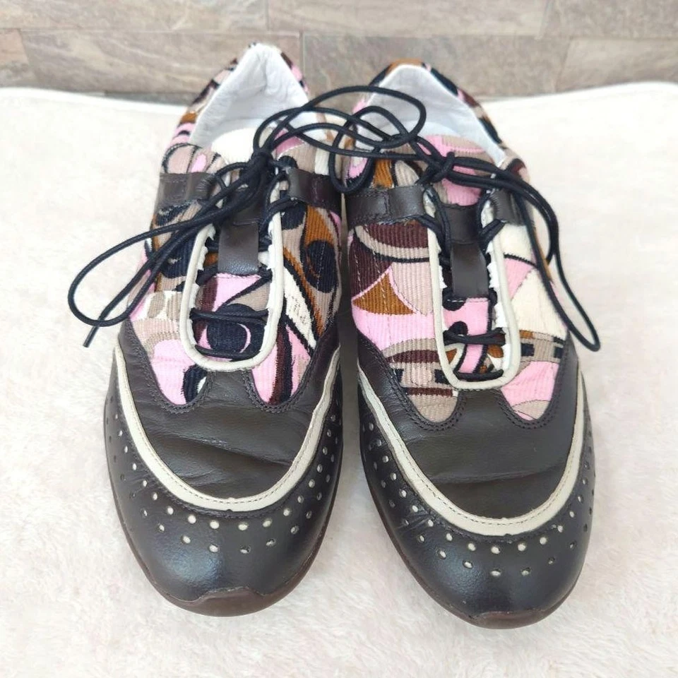 Raras Tenis EMIRIO PUCCI Multicolor Talla 35 (US 5) Rosa Marrón Cuero Zapatos Foto 2 de 4