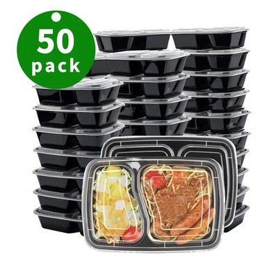 50 Pack Disposable Takeaway Box 28oz Two Compartment Takeaway Box 