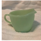 Fire-King Jadeite Green Ribbed Milk Glass Creamer with Handle