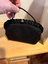 Women's Formal Black SATIN Silk Handbag Purse Cocktail Evening Wear 2 STRAPS