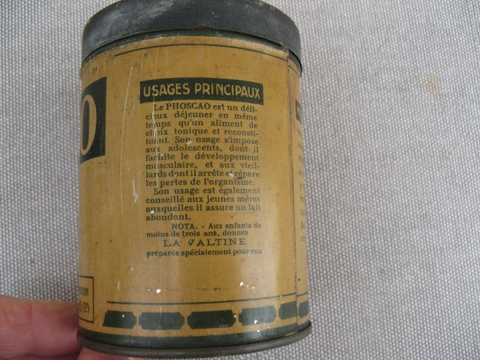 Ancienne petite boîte en tôle lithographiée PHOSCAO 250 gr. - 10 cm - Photo 3/4