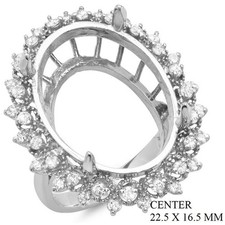 Semi Mount Ring Setting Oval 22.5x16.5 925 Sterling Silver
