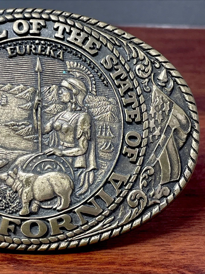 Great Seal Of The State Of California Tony Lama Brass Belt Buckle Vintage - Image 3 of 4