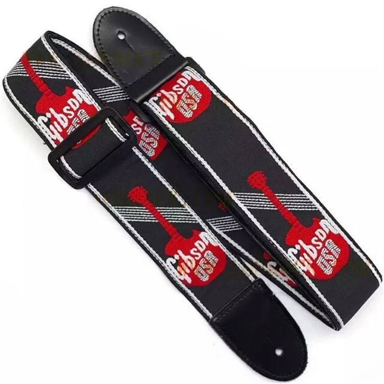 Гитарный регулируемый утолщенный тканевый кожаный ремень с вышивкой с принтом для Gibson - Изображение 3 из 4
