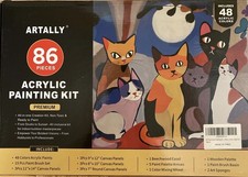 NIB! Artally 86 pc Acrylic Painting Kit w/Tabletop Easel 48 Colors Paint 