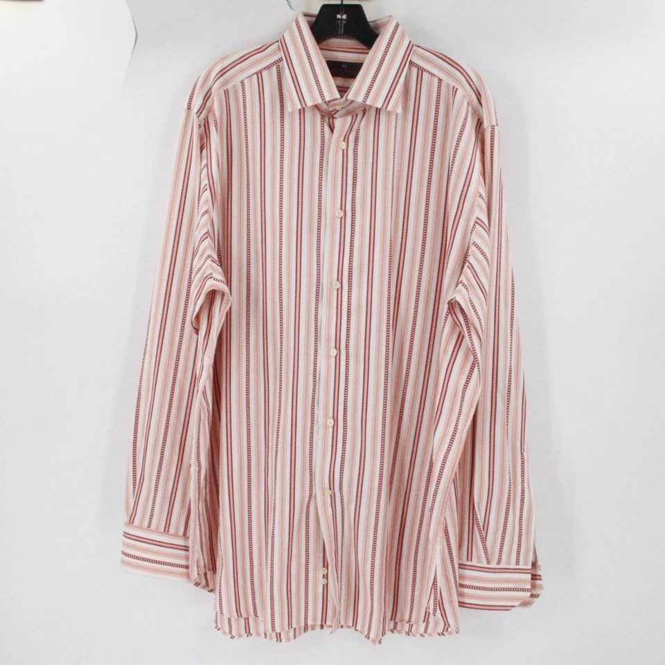 ETRO Camisa Hombre 45 Manga Larga Botones Rayas Texturizado Bordado Algodón Foto 2 de 4