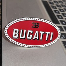 For Vintage Bugatti Front Radiator Grill Hood Badge Emblem Enamel Brass Chrome