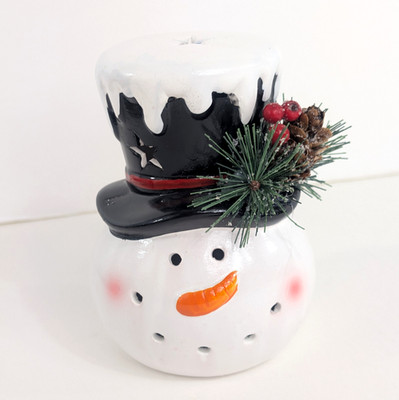 Evergreen 5'' LED Ceramic Snowman Head Table Decor #8TAL057   Batteries Included