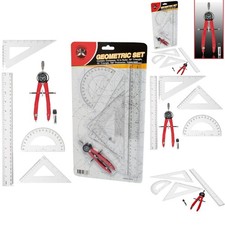 Geometry Set Math Protractor Compass 12 Inch Ruler Set Squares Student Kit