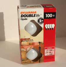 NEW Sylvania Double Life Opale Light Bulbs 4 Pack 100W Sealed