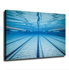 Blue Swimming Pool Photography Sports Fitness Swimming Poster Canvas Wall Art 