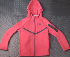 Nike Boys Red Full Zip Hoodie Long Sleeve Size L Logo Zip Casual Sports