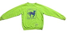 VINTAGE Forenza Sweatshirt Women Medium Lime Green Graphic Crewneck Pullover 90s