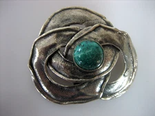 VINTAGE ABSTRACT STERLING SILVER EILAT STONE BROOCH/PENDANT