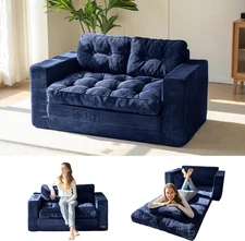 Convertible Sofa Bed, Pull Out Loveseat Sleeper Sofa, 2 in 1 Folding Couch Bed, 