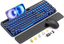 Wireless Keyboard and Mouse Combo - Backlit Typewriter Keyboard with Magnetic...