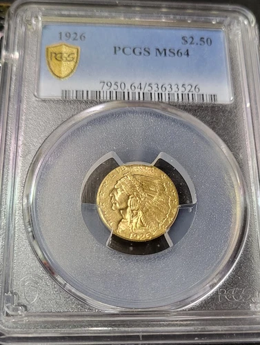 :1926 G$2.5 DOLLARS INDIAN HEAD QUARTER EAGLE PCGS MS-64 RARE R2 HIGHEST GRADE