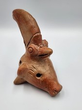 Vintage Terracotta Ocarina Folk Art Wind Instrument Bird Head Whistle D1
