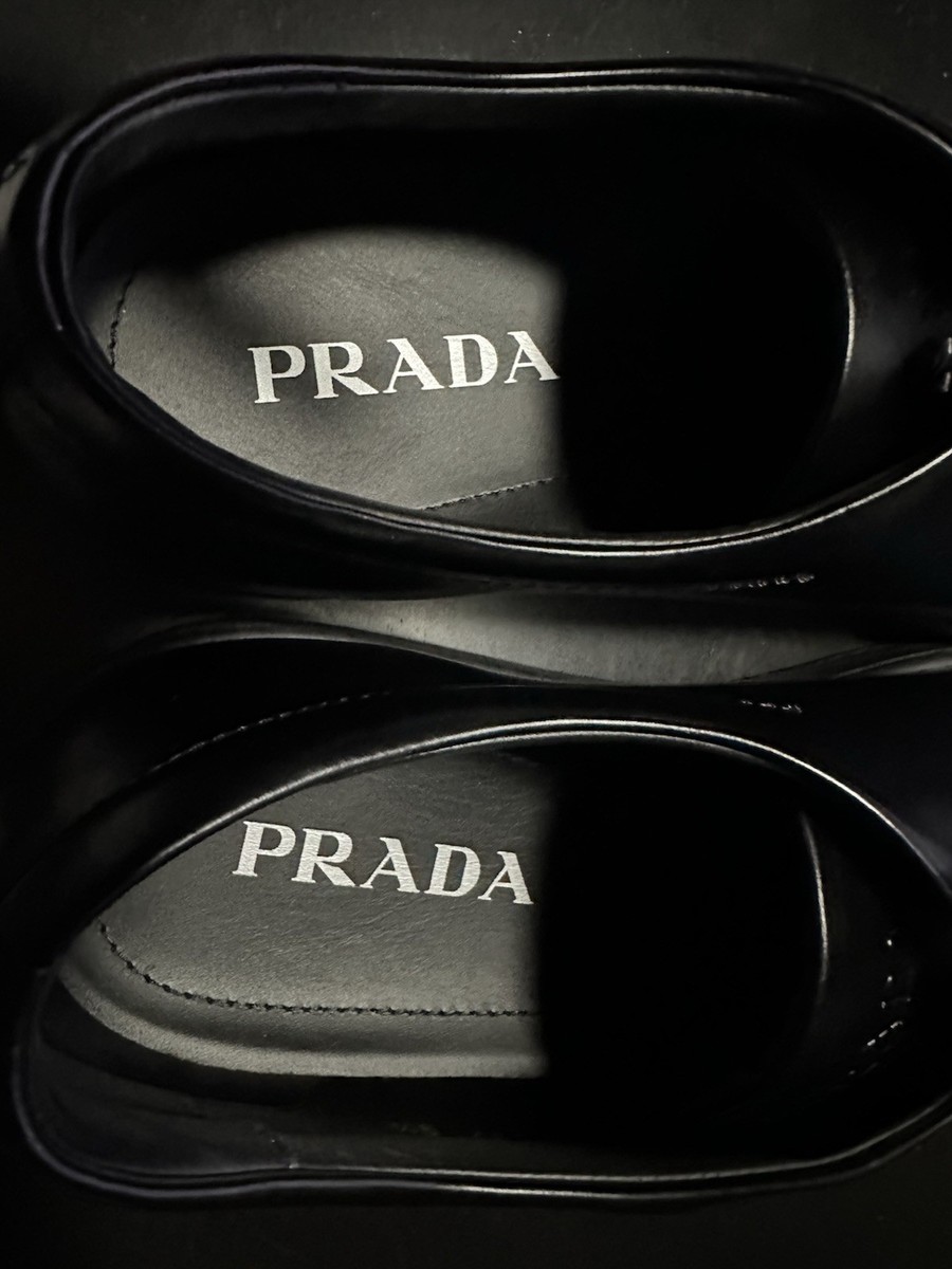 Prada Brushed Leather Sneakers - 4E2996 - Black - New In Box | eBay