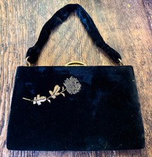 Purse Black Velvet Vintage Bags, Handbags & Cases for sale Purse Black Velvet Vintage Bags, Handbags & Cases for sale