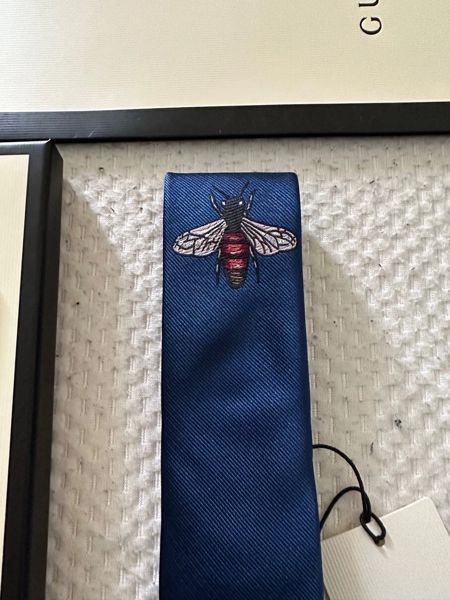 bee embroidered silk tie