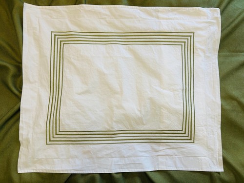 Matouk White Standard Pillow Sham Olive Embroidery 21" x 26" 100% Cotton