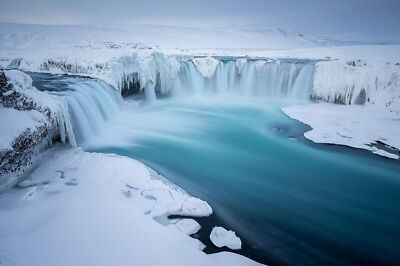 Anime Waterfall Iceland Frozen Blue Ice  Gaming Mat Desk 3538
