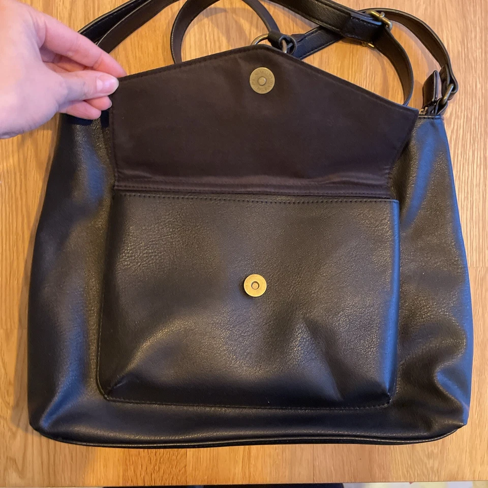 Handtasche schwarz Kunstleder 35x27x9 cm Anna Field 4 Fächer - Bild 2 von 4