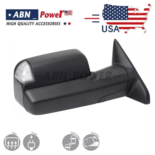 Right Passenger Side Fits 2019-2022 Ram 2500 3500 Power Heated Tow Mirror+Puddle