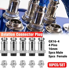 10pcs 4 Pin Aviation Plug 16mm Male Female Panel Socket Metal Connector GX16-4