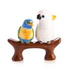 Cute Ceramic Salt And Pepper Shakers Shaped Like A Cockatoo And Rainbow Lorikeet