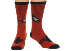 Marvel Spider-Man Web Face Men's Crew Socks 1 pk Sock Size 10-13, Red NWT