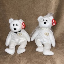 MR  MRS TY Beanie Baby Plush Bride  Groom Bears Retired Wedding w Tags