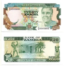 ZAMABIA 20 Kwacha (1989) Pick 32b, Uncirculated