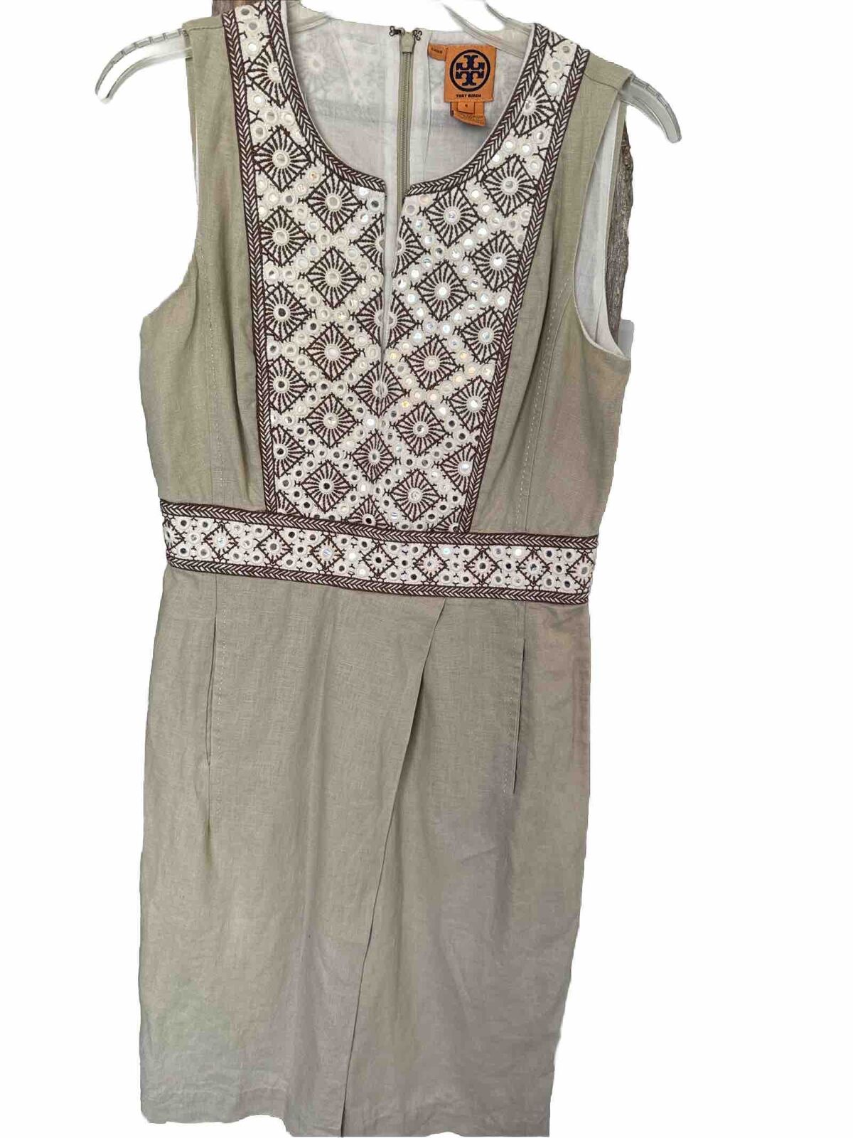 Tory Burch Leonid linen embellished Sheath dress … - image 1