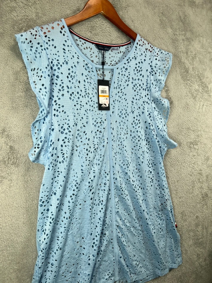 Tommy Hilfiger плавать прикрыть платье новый с Ярлыками $78 женщин маленький синий отверстие трепетание - Изображение 4 из 4