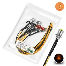 5Pcs Yellow 12V Diffused Prewired LED Indicator Light Pilot Lamp Bulb Single
