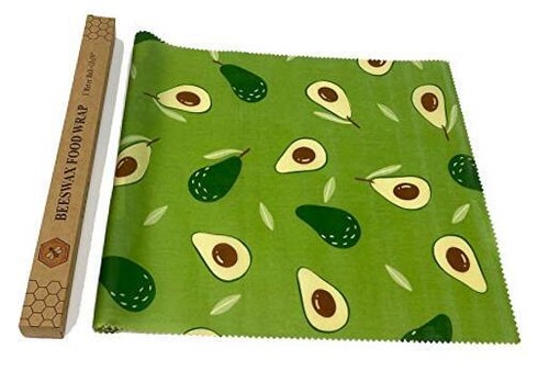 Organic Beeswax Food Wraps Roll - Reusable Bees Wax Paper Wrap (Green Avocado)