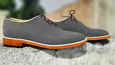 Herren Handgefertigt Echt Grau Wildleder Schnürschuhe Formell Leger Formell Schuhe-40-41-42-43
