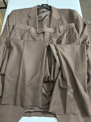 Apollo King 3 Piece Suit Brown Size 40R Pants 36x29 65% Poly 35% Rayon