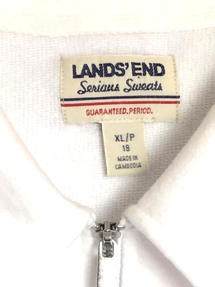 Sudadera para mujer XL LANDS' END blanca 1/4 cremallera pulóver mezcla de algodón cuello Foto 3 de 4
