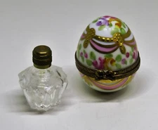LIMOGES BOX - LAGLORIETTE - FLORAL EASTER EGG & PERFUME BOTTLE - FLOWERS - ROSES