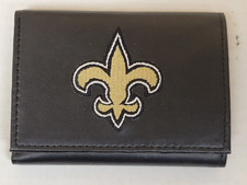 NFL New Orleans Saints Tri-Fold Leather Wallet, New Embroidered Logo
