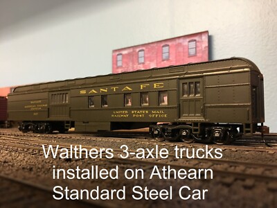 Truck Adapter KIT to install Walthers 3-axle trucks on Athearn Standard Pass car