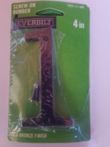 Everbilt 4 in. Aged Bronze Flush Mount House Number 1 - Afbeelding 1 van 2