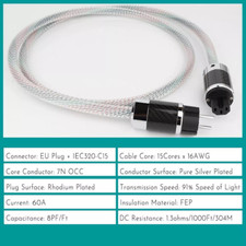 16 AWG 7N OCC Power Cable EU Schuko Plug IEC C15 Female Connector AC Supply Wire