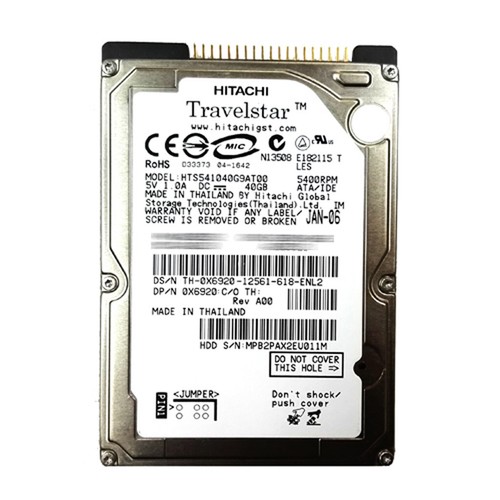 Hitachi Travelstar 40GB HTS541040G9AT00 5400RPM IDE 2.5" Laptop HDD Hard Drive - Afbeelding 1 van 3