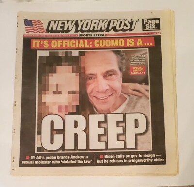 New York Post August 4 2021 NY Governor Andrew Cuomo, Jennifer Aniston