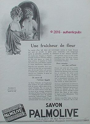 REKLAME SEIFE PALMOLIVE UNE FRAICHEUR DE FLEUR VON 1926 FRANZÖSISCH AD PUB ART DECO