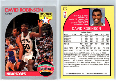 1990 NBA Hoops #270, David Robinson, San Antonio Spurs, Rookie